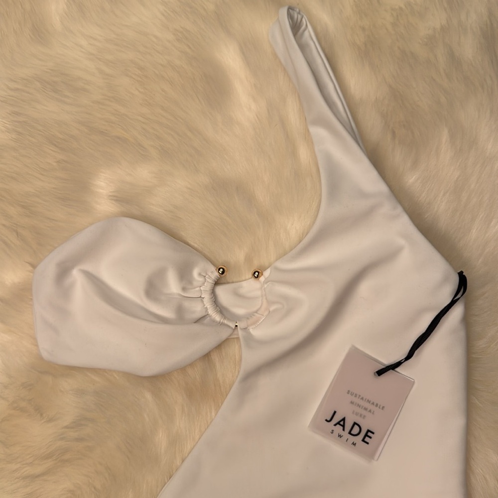 Jade Swim NWT Avery One-Shoulder Asymmetric One Piece Swimsuit White Small - Picture 2 of 9